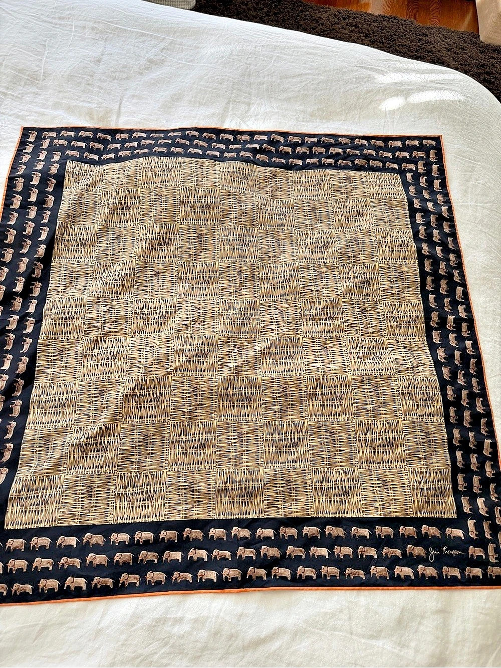 Jim Thompson Animal Print Scarf in Black & Brown